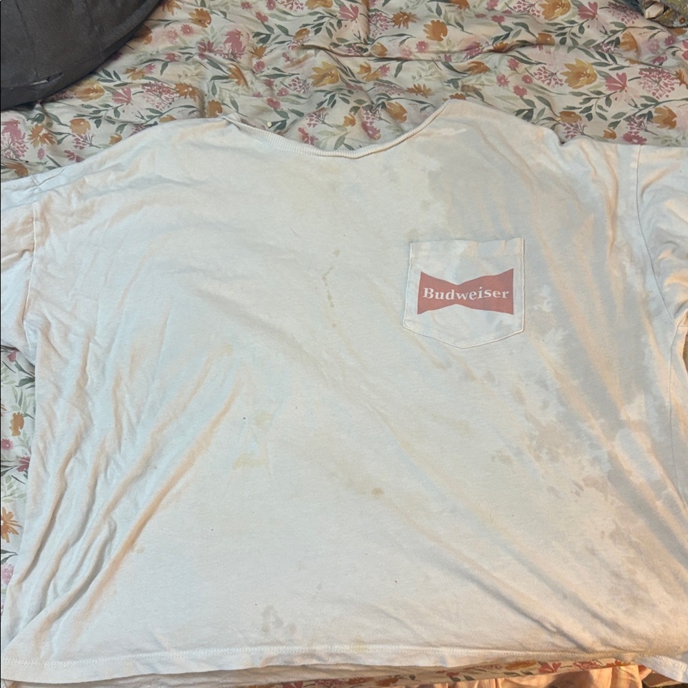 Budweiser Logo Pocket Tee in White and Red